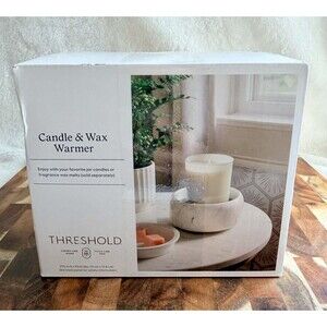 Threshold 2-in-1 Stone Warmer Tabletop Electric Wax Warmer White Marble Look New